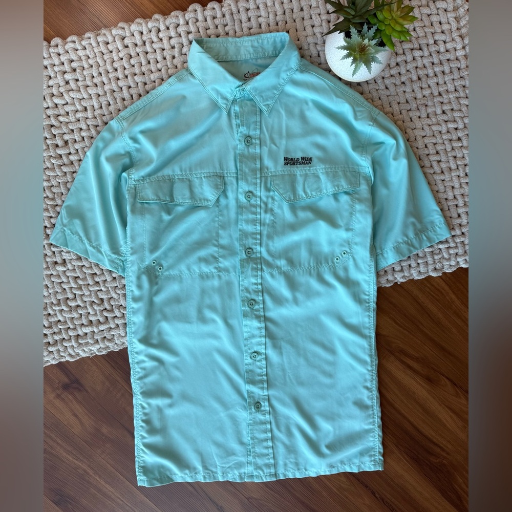 World Wide Sportsman | Men’s Angler Side Vented Shirt in Reef Waters | Medium